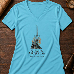 Silver Hand Women's V-Neck Tee — turquoise