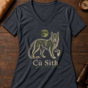 Cù Sìth Hound Women's V-Neck Tee — dark grey heather
