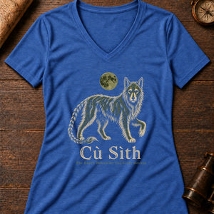 Cù Sìth Hound Women's V-Neck Tee — heather true royal