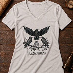 Morrigan Crows Women's V-Neck Tee — heather dust