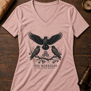 Morrigan Crows Women's V-Neck Tee — heather peach