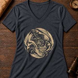 Morrígan's Omen Women's V-Neck Tee — dark grey heather