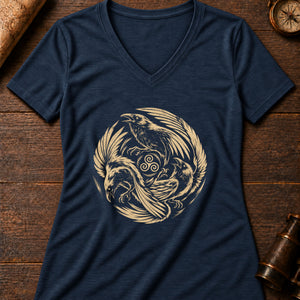 Morrígan's Omen Women's V-Neck Tee — heather navy