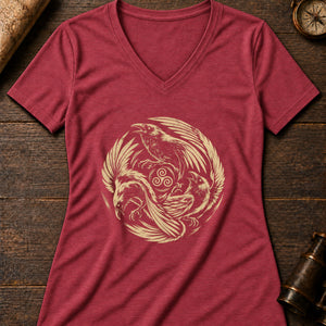 Morrígan's Omen Women's V-Neck Tee — heather red