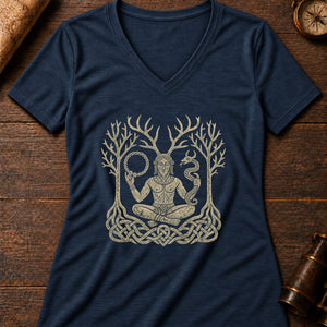 Cernunnos Forest Lord Women's V-Neck Tee — heather navy