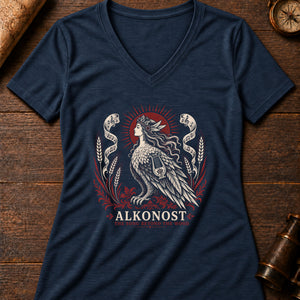 Alkonost songbird Women's V-Neck Tee — heather navy