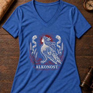 Alkonost songbird Women's V-Neck Tee — heather true royal
