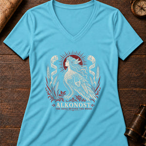 Alkonost songbird Women's V-Neck Tee — turquoise