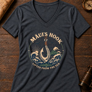 Māui fishhook Women's V-Neck Tee — dark grey heather