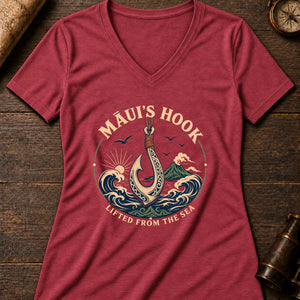 Māui fishhook Women's V-Neck Tee — heather red