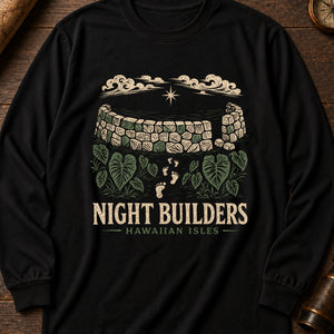 Menehune Stone Wall Long Sleeve Shirt — Black