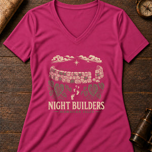 Menehune Stone Wall Women's V-Neck Tee — berry