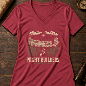 Menehune Stone Wall Women's V-Neck Tee — heather red