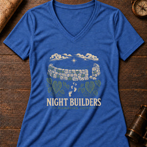 Menehune Stone Wall Women's V-Neck Tee — heather true royal