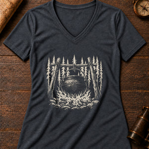 The Yule Ogress Women's V-Neck Tee — dark grey heather