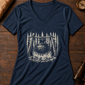The Yule Ogress Women's V-Neck Tee — heather navy
