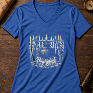 The Yule Ogress Women's V-Neck Tee — heather true royal