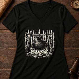 The Yule Ogress Women's V-Neck Tee — solid black blend