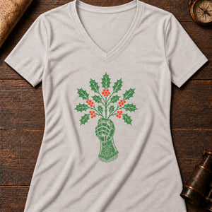 The Holly Bough Women's V-Neck Tee — heather dust