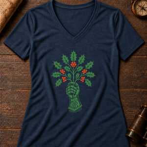 The Holly Bough Women's V-Neck Tee — heather navy