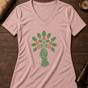The Holly Bough Women's V-Neck Tee — heather peach