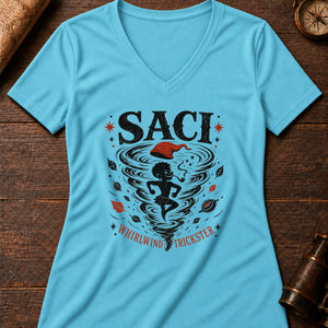 Saci Whirl Women's V-Neck Tee — turquoise