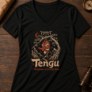 Tengu Pass Women's V-Neck Tee — solid black blend