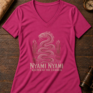 Nyami Nyami Zambezi Women's V-Neck Tee — berry