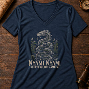 Nyami Nyami Zambezi Women's V-Neck Tee — heather navy
