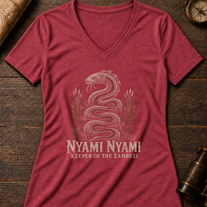 Nyami Nyami Zambezi Women's V-Neck Tee — heather red