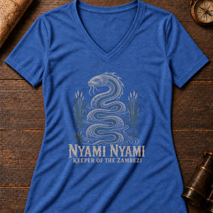 Nyami Nyami Zambezi Women's V-Neck Tee — heather true royal