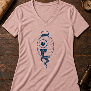 Lantern Ghost Women's V-Neck Tee — heather peach
