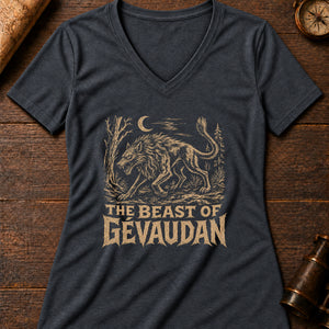 Beast of Gévaudan Women's V-Neck Tee — dark grey heather
