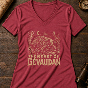 Beast of Gévaudan Women's V-Neck Tee — heather red
