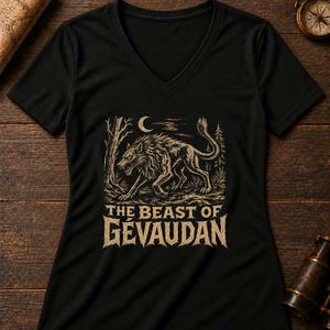Beast of Gévaudan Women's V-Neck Tee — solid black blend
