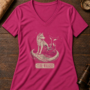 Akhlut Tide Women's V-Neck Tee — berry