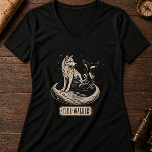 Akhlut Tide Women's V-Neck Tee — solid black blend
