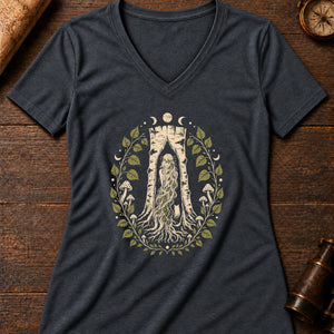 Huldra Birch Women's V-Neck Tee — dark grey heather