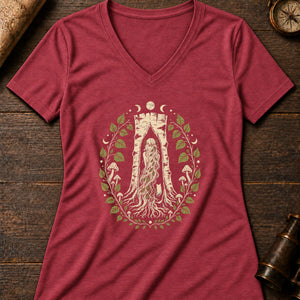 Huldra Birch Women's V-Neck Tee — heather red