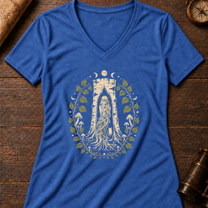 Huldra Birch Women's V-Neck Tee — heather true royal