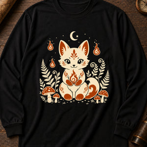 Little Fox Fire Friend Long Sleeve Shirt — Black