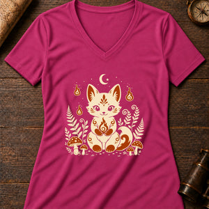 Little Fox Fire Friend Women's V-Neck Tee — berry