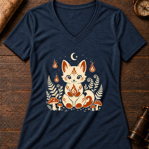 Little Fox Fire Friend Women's V-Neck Tee — heather navy