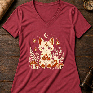 Little Fox Fire Friend Women's V-Neck Tee — heather red