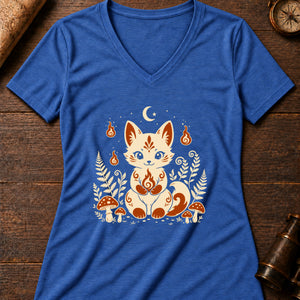 Little Fox Fire Friend Women's V-Neck Tee — heather true royal