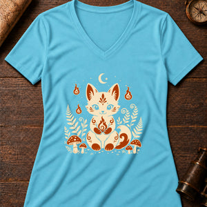 Little Fox Fire Friend Women's V-Neck Tee — turquoise