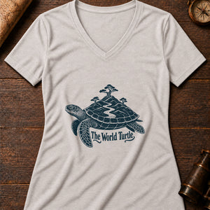 The World Turtle Women's V-Neck Tee — heather dust