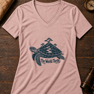 The World Turtle Women's V-Neck Tee — heather peach
