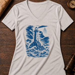 Lighthouse Ghost Signal Women's V-Neck Tee — heather dust