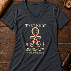 Tyet Knot Women's V-Neck Tee — dark grey heather